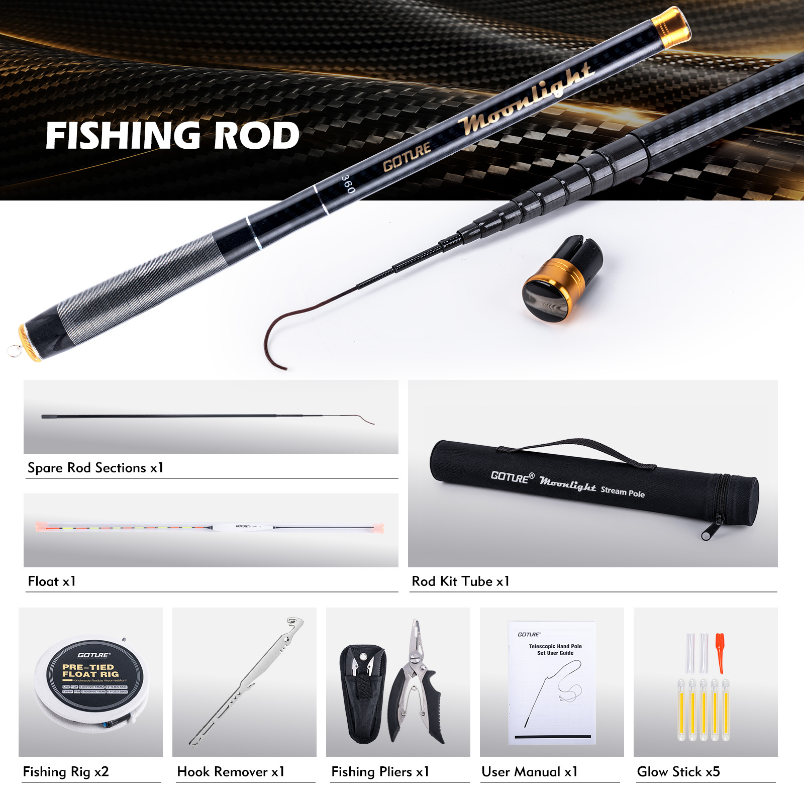 Goture Telescopic Stream Rod w - Fishing Equipment Bag 评论和价格